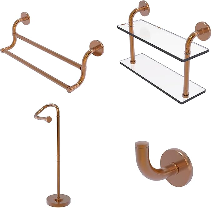 Allied Brass RM-2-16-BBR Remi Collection 16 Inch Two Tiered Glass Shelf, Brushed Bronze