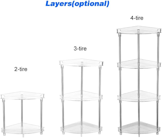 4 Tier Corner Storage Organizer, Compact Freestanding Bathroom Shelf with Clear Acrylic Trays for Hair Accessories Toiletries Countertop Organization (2-Tier)