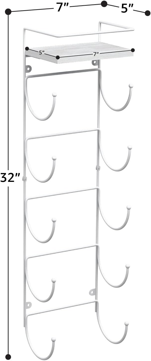 Sorbus Bathroom Towel Holder - 5 Tier Metal Towel Rack with Wood Shelf for Rolled Bath Towels, Washcloths, Linens, Hand Towels, Soaps & Accessories - Wall Mounted Towel Rack for Bathroom Towel Storage