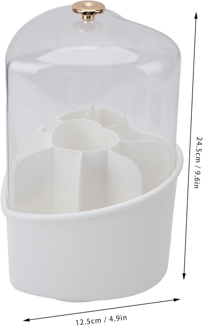 Bewinner Heart Shape Makeup Brushes Storage Large Capacity Organizer with 360 Degree Rotation, Exquisite Design,Makeup Brushes and Holder for Home Office Travel (White)