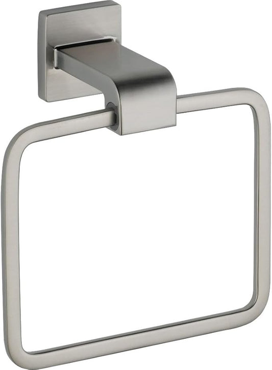 Delta Ara (1-Pack) Hand Towel Holder Brilliance Stainless Steel Towel Racks for Bathroom Wall Square Towel Ring Holder for Bath Towel Hanger for Kitchen, Bathroom Accessories 77546-SS