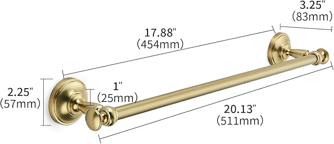 khtumeware 1 Pack Champagne Bronze Towel Bar 18 Inch Towel Rack for Bathroom Wall Mounted Thicken Steel Towel Rod Modern Home Decor