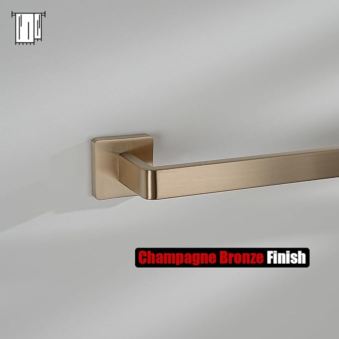 JQK Champagne Bronze Towel Bar, 18 Inch 304 Stainless Steel Thicken 0.8mm Towel Rack Bathroom, Towel Holder Wall Mount, Total Length 20.41 Inch, TB250L18-CB