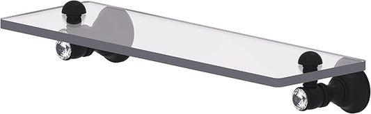 Allied Brass CC-1-16-BKM Carolina Crystal Collection 16 Inch Glass Shelf, Matte Black
