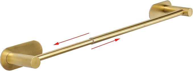 TocTen Self Adhesive Towel Bar, Stick Bath Towel Rack for Bathroom Adjustable 16-24", Stainless Steel Bathroom Towel Holder, No Drill Stick on Wall Towel Hangers for Bathroom(Brushed Gold)