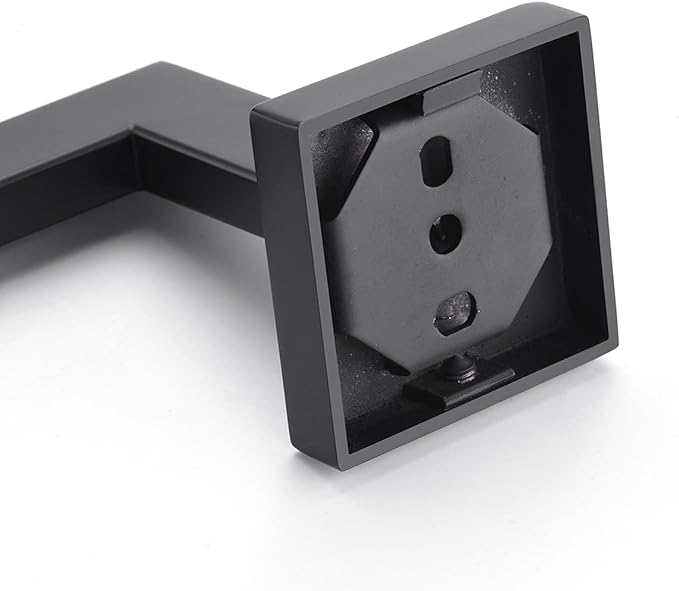 Miyili Matte Black Hand Towel Ring, Stainless Steel Bathroom Towel Holder Square Towel Holder Kitchen Towel Hanger Wall Mount, D06B