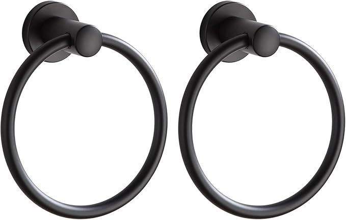 BGL Black Bathroom Towel Holder Black Towel Ring Stainless Steel Towel Ring for Bathroom 2 Pack