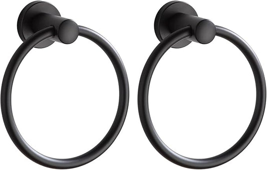 BGL Black Bathroom Towel Holder Black Towel Ring Stainless Steel Towel Ring for Bathroom 2 Pack