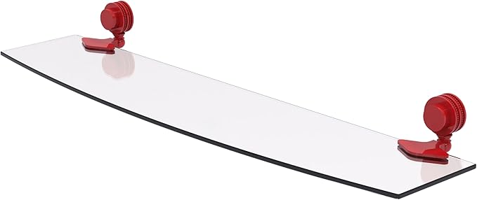 Allied Brass 433D/24-FER Venus Collection 24 Inch Glass Shelf with Dotted Accents, Fire Engine Red