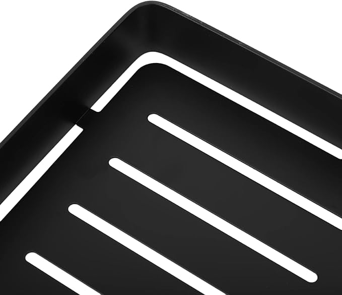FTVOGUE Bathroom Shelf Storage, Stainless Steel Wall Mount Rack, Drain Rack for Kitchen and Bathroom Organizing Shampoo and Dispenser, Black Finish, 23x12cm (Black)
