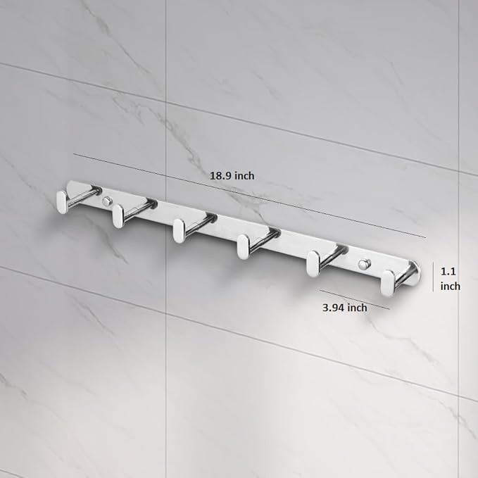 Roshan Handcrafted and Hand Polished Multi Purpose Towel Rack, Rust Proof and Peel Resistant Towel Shelf, Includes 2 Handmade Hooks (4-Piece Silver)