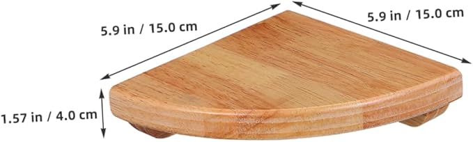 ERINGOGO 6 Inch Radius Wooden Fan Partition Floating Corner Shelf Bathroom Wall Rack Decorative Wall Shelf