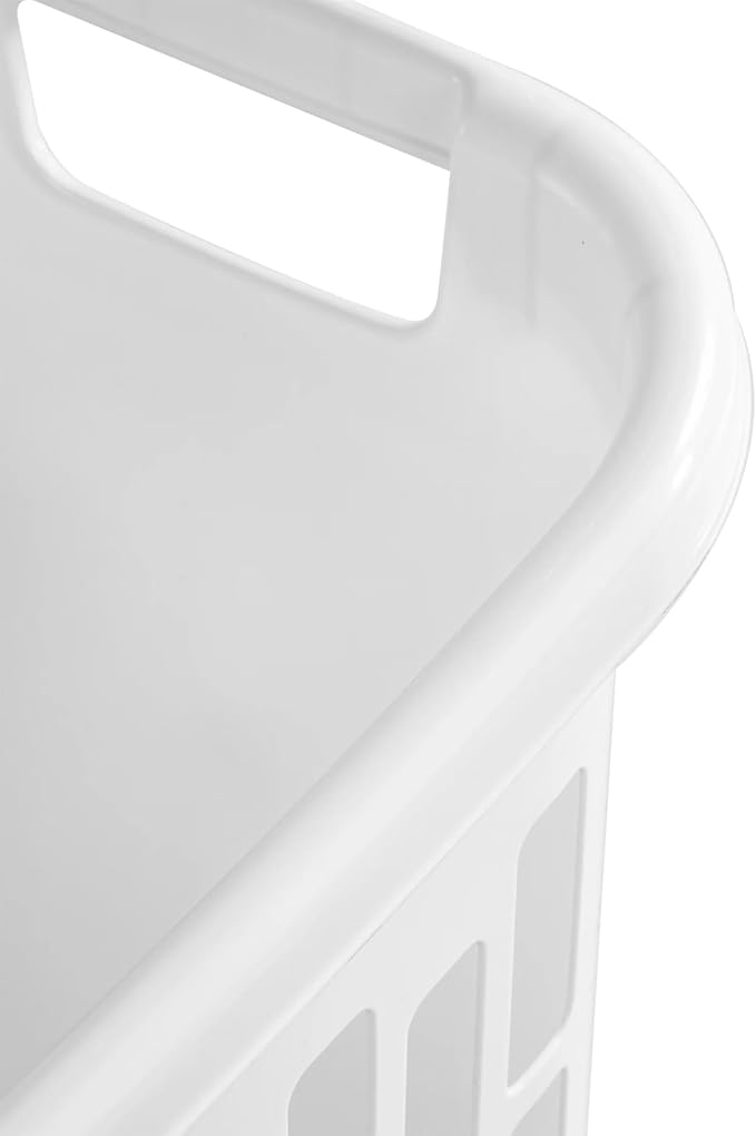 Rectangular Open Plastic Laundry Basket, Suitable for Small Spaces, White