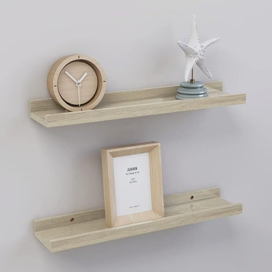 Sonoma Oak Floating Shelves 2 Pack 15.7 Inch Wall Mounted Storage Shelves for Living Room Bedroom Kitchen Bathroom Display Organizer with 11lb Weight Capacity