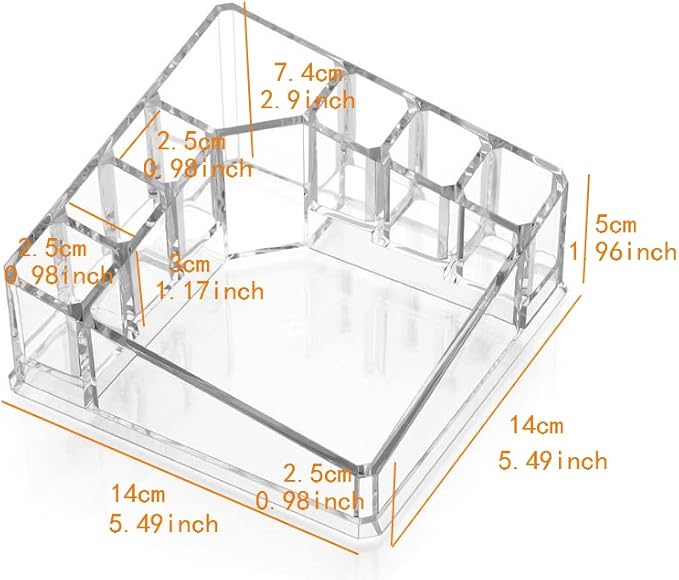 Kamay's Transparent Rectangular 8 Grid Lipstick Nail Polish Eyebrow Brush Essential Oil Bottle Lotion Integrated Tray Display Rack (KSF-1119)