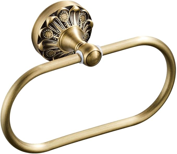 Antique Oval Towel Ring Holder Brass Material Towel Ring for Towel Storage Wall Mounted Towel Hanger Rack for Bathroom Toilet (Brush Bronze)