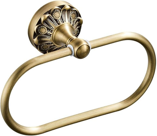 Antique Oval Towel Ring Holder Brass Material Towel Ring for Towel Storage Wall Mounted Towel Hanger Rack for Bathroom Toilet (Brush Bronze)