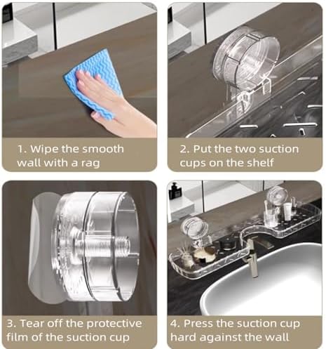 No Drill Suction Shelf for Bathroom Sink - Wall-Mounted Storage Rack with Drainage, Perfect for Shampoo & Towels - Space-Saving Organizer (1 Piece)