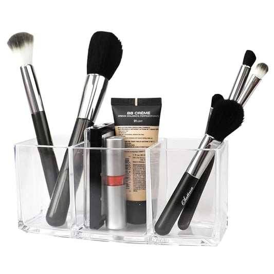 Home Basics Women's Cosmetic Organizer (3 Compartments), Clear