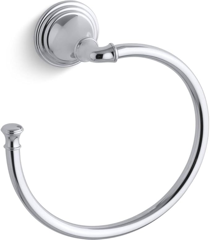 KOHLER K-10557-CP Devonshire Bathroom Towel Ring, Sleek Design, Quick Install, Tools Included, Polished Chrome