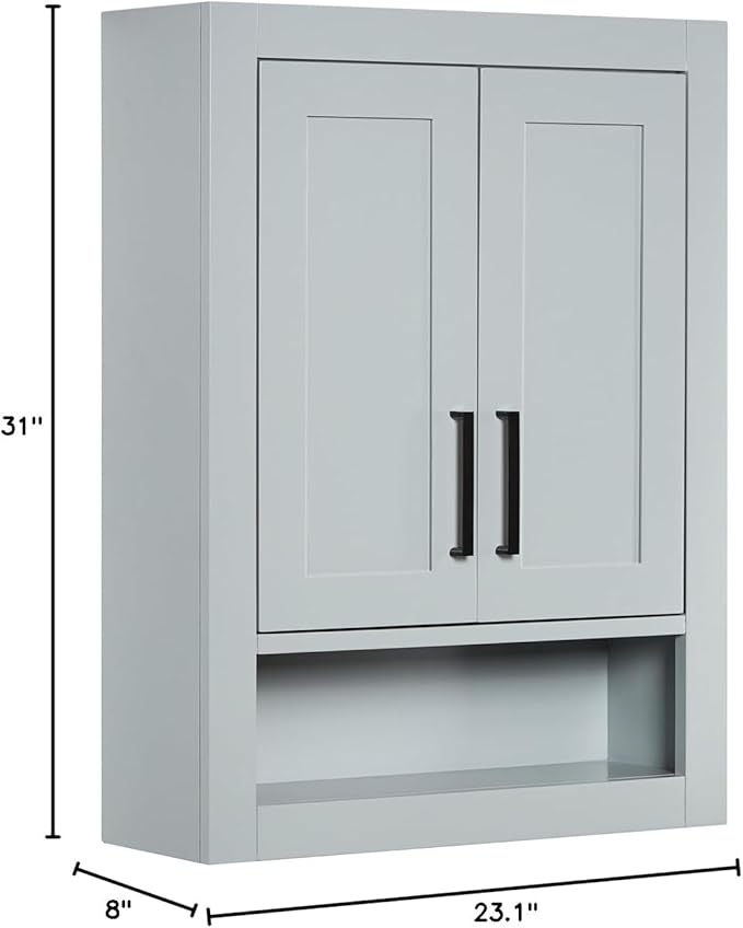 ARIEL Bathroom wall Cabinet 31" H x 23.1W x 8" D - Open Shelf - Grey