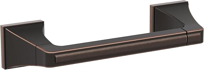 Amerock BH36021ORB | Oil Rubbed Bronze Pivoting Double Post Toilet Paper Holder | 8-13/16 in. (224 mm) Toilet Tissue Holder | Mulholland | Bath Tissue Holder | Bathroom Hardware | Bath Accessories