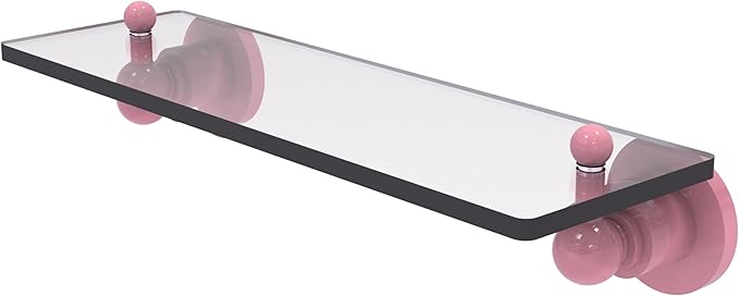 Allied Brass AP-1/16-PNK Astor Place 16 inch Glass Vanity Shelf with Beveled Edges, Pink