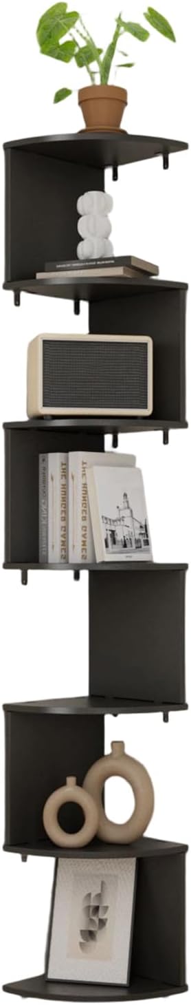 Modern Angled Design 7 Level Corner Shelf for Bathroom Bedroom Living Room Made of Durable Wood Plastic Board