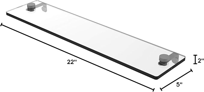 Allied Brass NS-1/22 22 Inch Vanity Beveled Edges Glass Shelf, Matte Gray