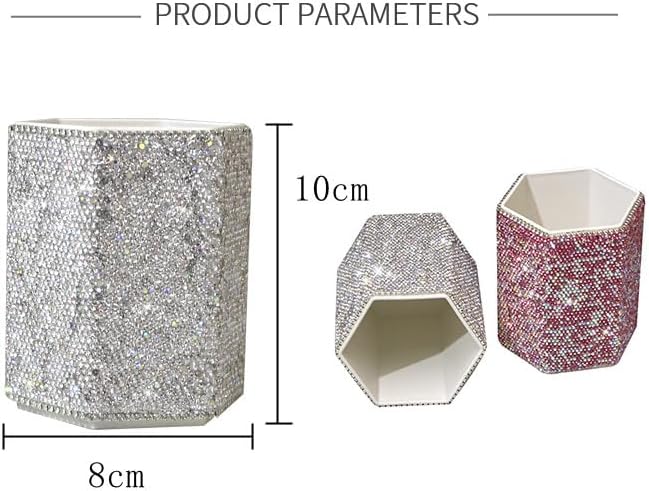Luxury Crystal Rhinestone Pen Holder Makeup Brush Organizer - Sparkling and Fashionable Desk Organizer for Bling Lovers (Pink)
