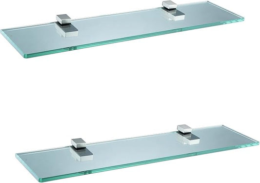 XVL Tempered Glass Shelf Bathroom 20 Inches Wall Mount Rectangular Shelves,Brushed GS3002AM-2