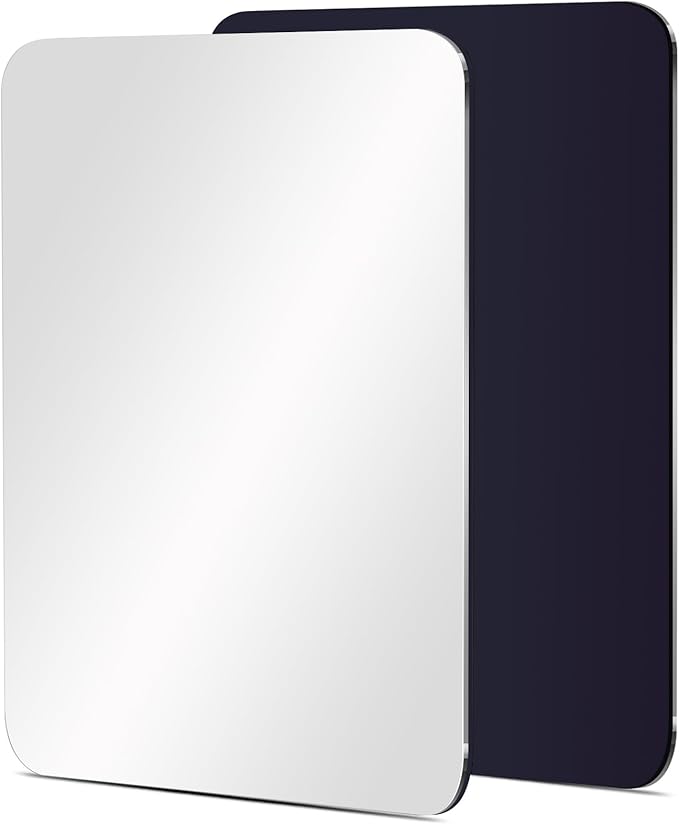 2 Pcs Strong Magnetic Locker Mirror, 4.9" x 6.9" Small Real Glass Mirror with Super Clear Reflection and Fully Magnetic Back for School Locker Refrigerator Office Cabinet