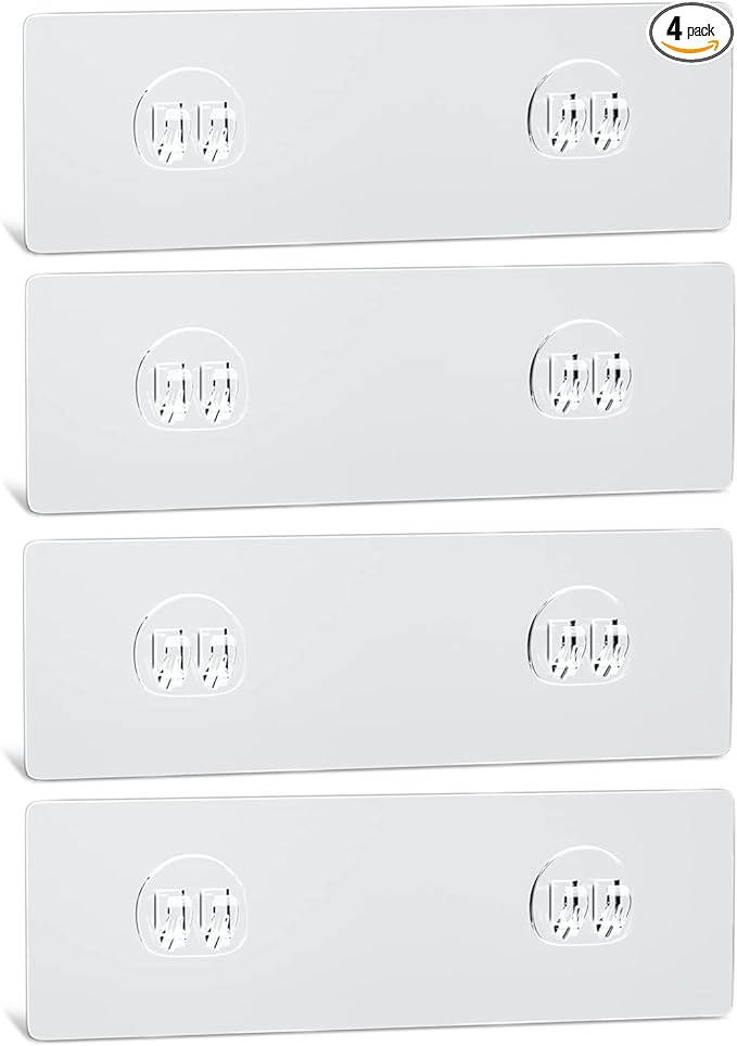 AKTECKE Shower Caddy Replacement Stickers, No Drilling Transparent Adhesive Strips for Shower Caddy, Soap Holder, Bathroom Storage Shelves & Kitchen Racks(4pack)