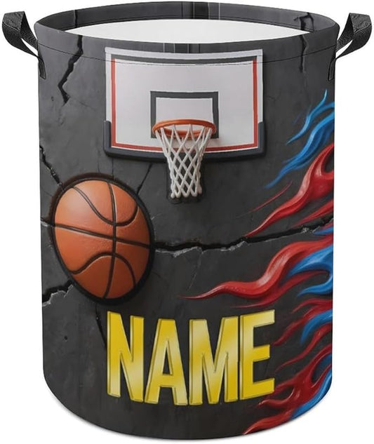Personalized Basketball Laundry Hamper Custom Name Funny Dirty Clothes Laundry Basket Portable Storage Basket For Home Bathroom Family Basketball Lovers Xmas Birthday (style 15)