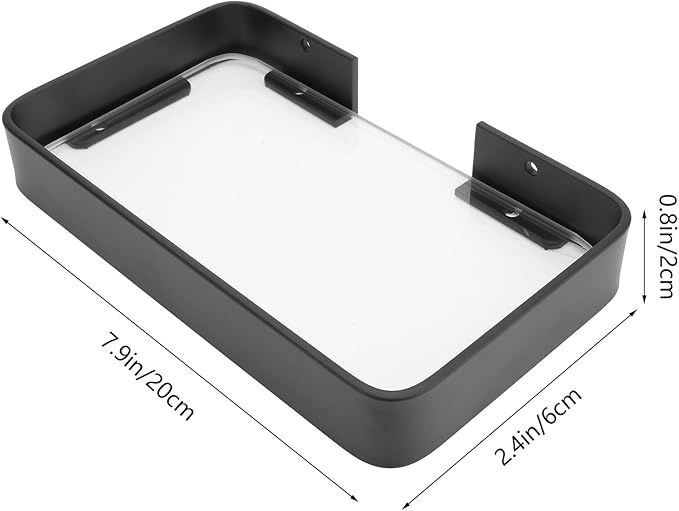 No-Drill Black Bathroom Glass Shelf Bracket Wall Mount Rack Organizer for Shampoo Cosmetics Storage Stylish Floating Corner Shelf for Toiletries Easy Installation Bathroom Wall