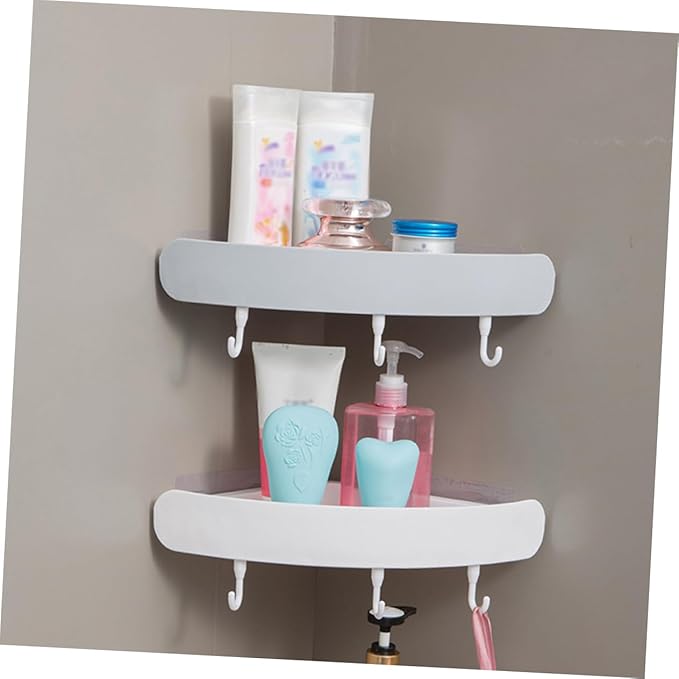 2pcs Triangular Punch Bathroom Corner Storage -Mounted Shelves for Toiletries Easy Installation Space-Saving Design