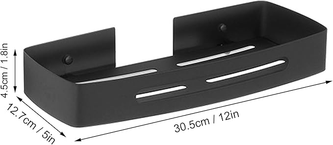 VBESTLIFE Bathroom Shelf, Wall Mounted Stainless Steel Storage Organizer with Drainage Holes for Toiletries (Black Single Layer Rack (No Drill Installation))
