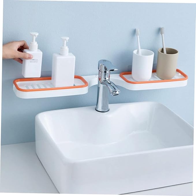 Alipis 2pcs Wall-Mounted Storage Rack Rotatable Bathroom Supplies Holder Toilet Holder Shelf Bathroom Accessories Over Toilet Organizer