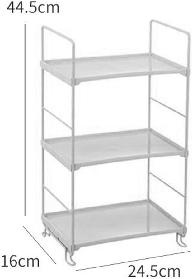 WFF Corner Storage Rack, 3 Levels Open-Save Space-Multi-Purpose Household Organizer Suitable for Bathroom, Office, Bedroom, Living Room (Color : White, Size : Rectangle)