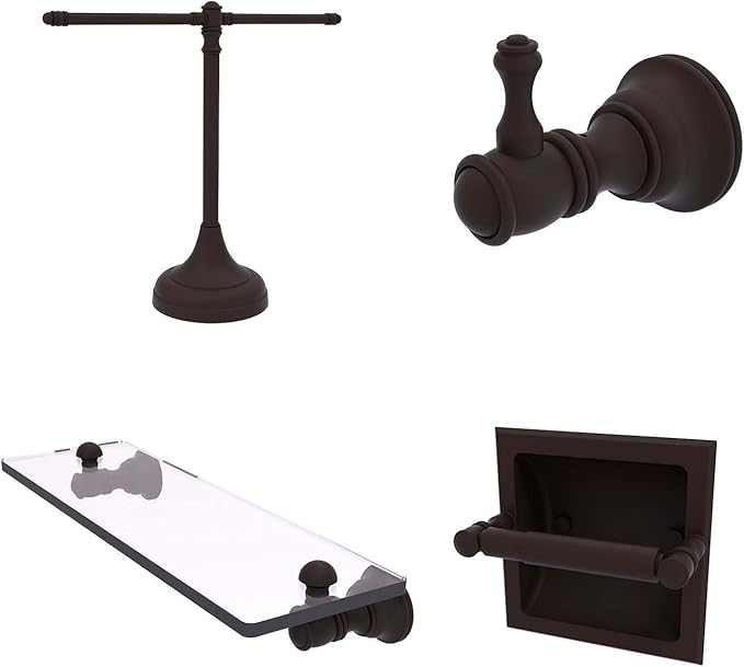 Allied Brass CL-1-16-ORB Carolina Collection 16 Inch Glass Shelf, Oil Rubbed Bronze