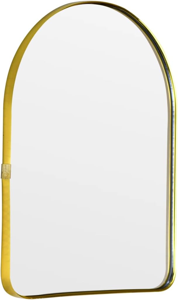 Funly mee Arched Wall Mirror, 7.9 x 11.8 inches, Wall-Mounted Plastic Mirror, for Bathroom and Vanity (Gold, 7.9 x11.8)