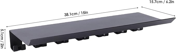 Pssopp Carbon Steel Floating Shelf Organizer, Wall Mounted 7 Hooks Design Equipment Storage Rack for Kitchen Bathroom Bedroom Office