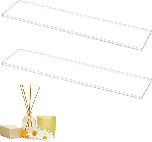 DERTE 2 Pack 13 Inch Medicine Cabinet Shelves 1/4 Inch Thick Acrylic Clear Medicine Replacement Shelf for Wall Mounted and Hanging Cabinets Kitchen Living Room Bathroom