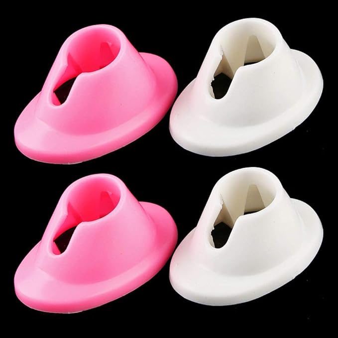 4Pcs Soft Rubber Nail Polish Bottle Base Holder Support Stand Nail Art Organizer Display Manicure Tools for Nail Art Design Painting Salon DIY, White and Pink