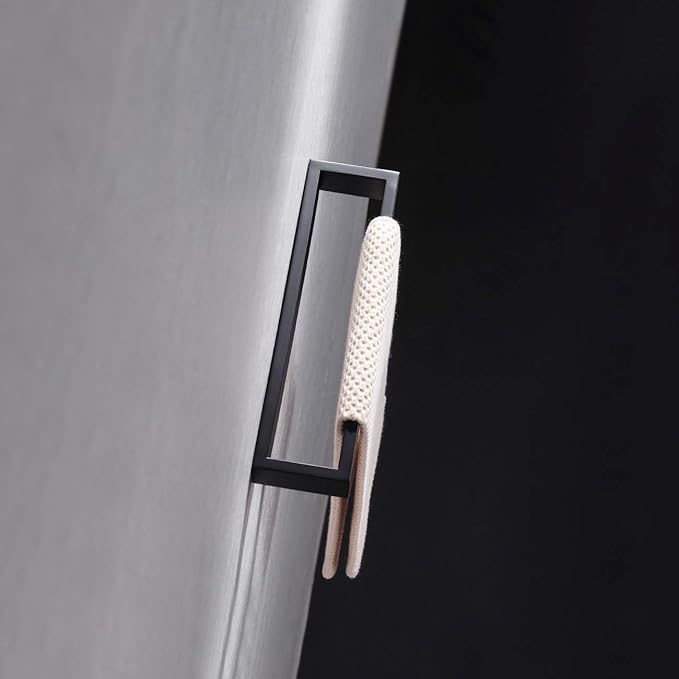 Miyili Matte Black Hand Towel Ring SUS 304 Stainless Steel Bath Towel Holder Contemporary Style Wall Mount, D03B26