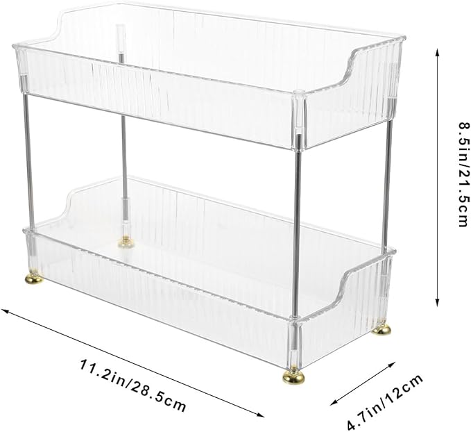 Alipis Countertop 2-Tier Shelf Bathroom Organizer Storage Stand Vanity Cosmetics Holder Multi-Purpose Dresser Storage Rack for Home and Bathroom Countertop