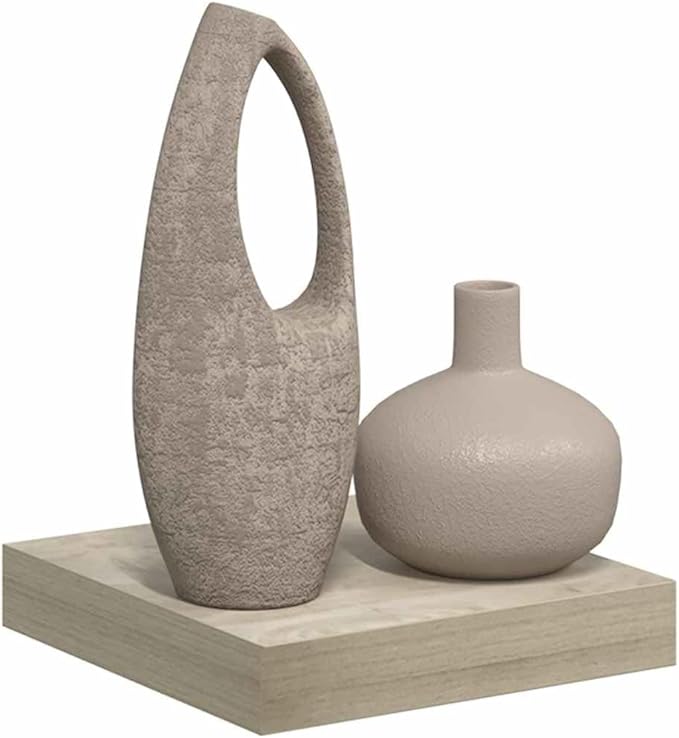 Small Floating Wall Shelf, Square Oak Wood Display Ledge for Living Room, Bedroom or Office, Modern Minimalist Wall Mounted Storage Rack, 9.3 x 9.1 x 1.5 Inch