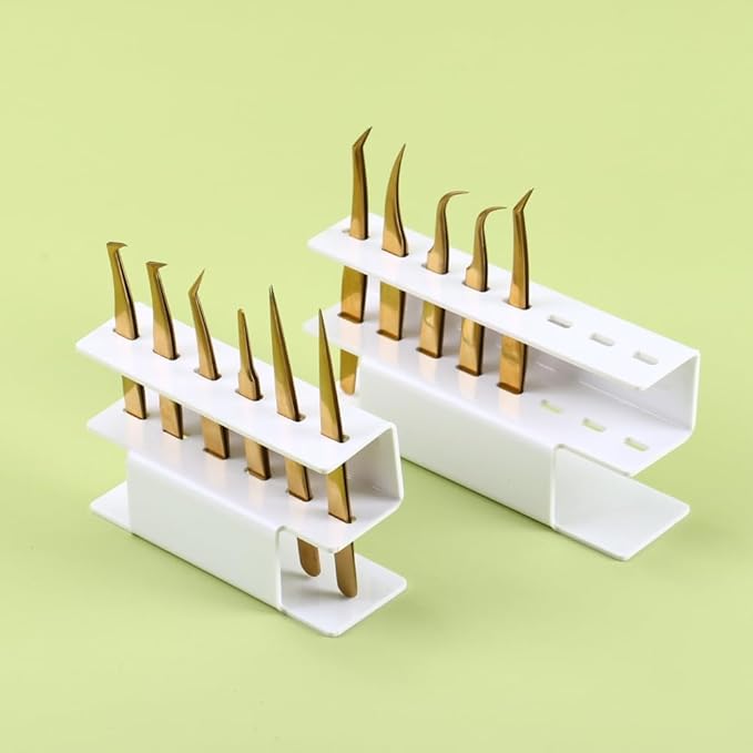 Acrylic Tweezers Holder, 6 Holes Tweezers Stand Display Organizer for Eyelash Extension Supplies Accessories Grafting Beauty Tools (6 Holes White)