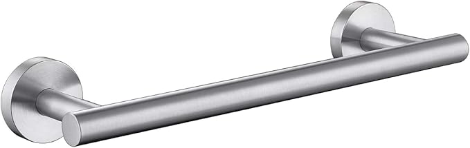 TASTOS 12 Inch Single Towel Bar Rack, Brushed Nickel, SUS 304 Stainless Steel Round Bathroom Towel Bar, Heavy Duty Towel Holder, Kitchen Towel Rod, Wall Mount with Screws