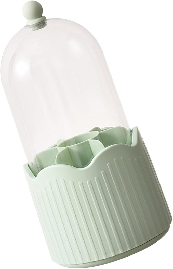 Makeup Brush Holder Organizer with Lid, Cosmetic Tools Organizer 360 Rotating Make up Brushes Storage for Vanity, Transparent & Dustproof (Mint Green)